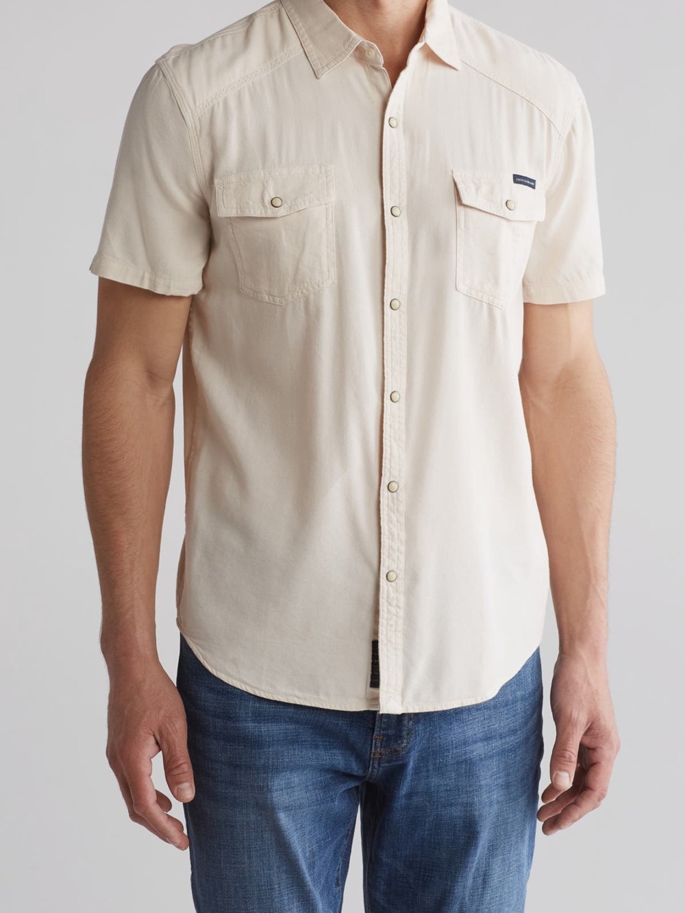 Lucky Brand Men’s Short-Sleeve Button-Down Shirt in Light Tan